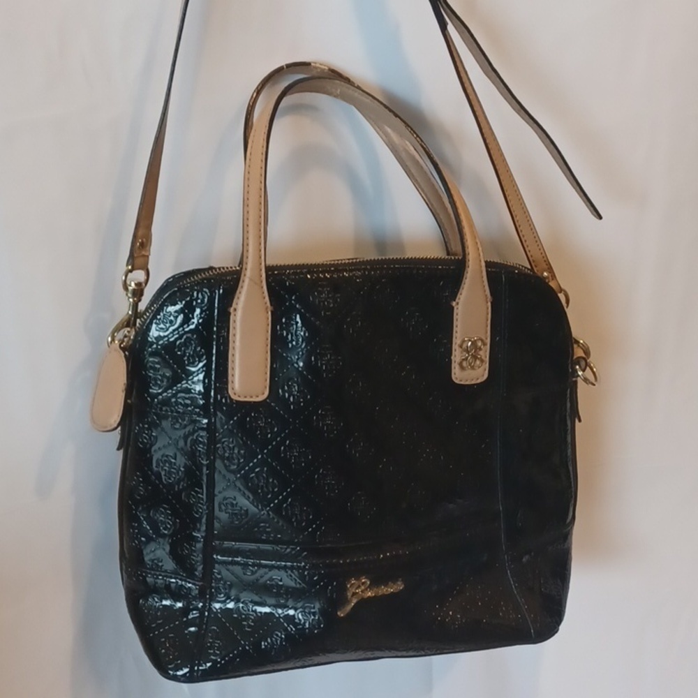 Guess handbag with shoulder strap, black & tan, 13x11x5.5